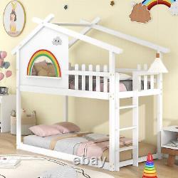 Cadre de lit en bois pour enfants Lits superposés doubles en pin 3ft Lit simple en bois de pin Blanc pour enfants