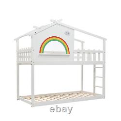 Cadre de lit en bois pour enfants Lits superposés doubles en pin 3ft Lit simple en bois de pin Blanc pour enfants