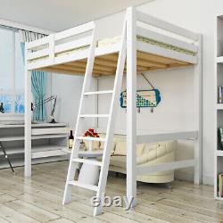 Cadre de lit mezzanine en pin massif simple Lit superposé Lit de cabine Lit blanc