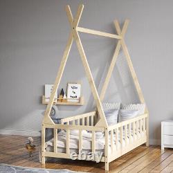 Cadre de lit pour enfants en bois de pin, maison, cadre de lit pour bébé, tout-petit, enfants, cadre de lit à lattes, sommier.