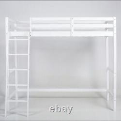 Cadre de lit superposé en bois avec escaliers, lit simple de 3 pieds, en bois blanc pour enfants.