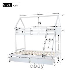 Cadre de lit superposé en bois de 3FT simple et 4FT6 double avec échelle / 2 tiroirs / étagère