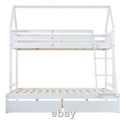 Cadre de lit superposé en bois de 3FT simple et 4FT6 double avec échelle / 2 tiroirs / étagère