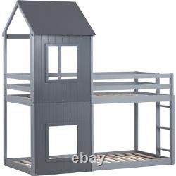 Cadre de lit superposé en bois pour cabane dans les arbres pour enfant unique de 3 pieds de haut