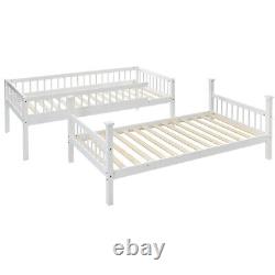 Cadre de lit superposé en bois pour enfants avec rangement, lit simple de 3 pieds en bois blanc pour enfants