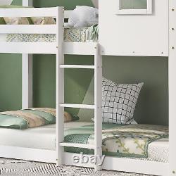 Cadre de lit superposé pour enfants Cabane dans les arbres, lit double surélevé en pin, lit en bois de 3 pieds 90x190 cm