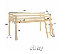 Lit cabane pour enfants Mi-hauteur avec échelle Lit superposé en bois et matelas