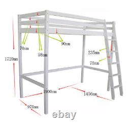 Lit mezzanine adulte/enfant en bois avec cadre de lit superposé, échelle et couleur blanche de 3 pieds de hauteur