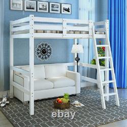 Lit mezzanine pour enfants 3FT High Sleeper Cabin Lit superposé en bois blanc avec échelle