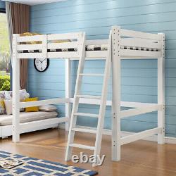 Lit mezzanine pour enfants 3FT High Sleeper Cabin Lit superposé en bois blanc avec échelle