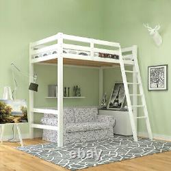 Lit mezzanine simple de 3 pieds en bois de pin, cadre de lit superposé à hauteur élevée