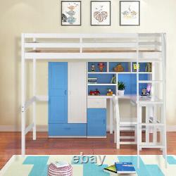 Lit mezzanine simple de 3 pieds en bois de pin, cadre de lit superposé à hauteur élevée