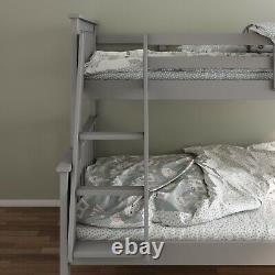Lit superposé Clover Triple Sleejson 4FT en pin massif gris avec matelas pour chambre à coucher