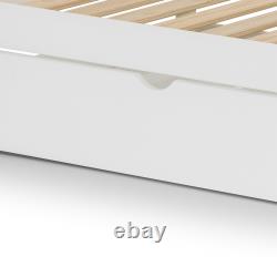 Lit superposé Nova en pin massif bicolore de 90 cm avec cadre de lit simple et lit gigogne inférieur de 3 pieds