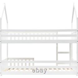 Lit superposé avec échelle Simple 3ft Cadre de lit en bois massif pour enfants Haute mezzanine Blanc
