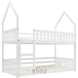 Lit superposé avec échelle Simple 3ft Cadre de lit en bois massif pour enfants Haute mezzanine Blanc