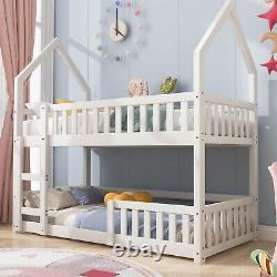 Lit superposé avec échelle Simple 3ft Cadre de lit en bois massif pour enfants Lit mezzanine blanc