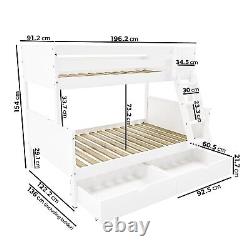Lit superposé blanc à trois couchettes avec tiroirs de rangement Parker PAR001