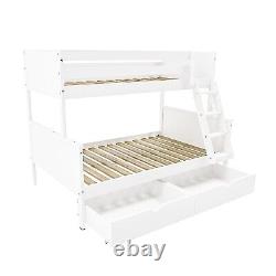 Lit superposé blanc à trois couchettes avec tiroirs de rangement Parker PAR001
