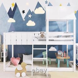 Lit superposé cabane pour enfants 3ft avec cadre en bois et couchette simple White
