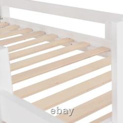 Lit superposé de 3 pieds avec escalier et toboggan, cadre en bois de pin massif, lit pour enfants blanc