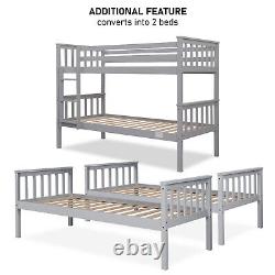 Lit superposé double 3FT lit simple pour enfants Cadre en bois massif avec escaliers