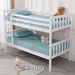 Lit superposé double avec lit simple 3 pieds et escaliers pour enfants en bois de pin