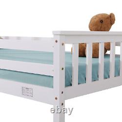 Lit superposé double avec lit simple 3 pieds et escaliers pour enfants en bois de pin