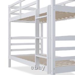 Lit superposé double en pin massif pour enfants 3ft simple cadre de lit blanc