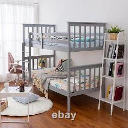 Lit superposé double pour enfants Enfants 3FT Cadre de lit simple en bois massif gris