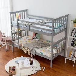 Lit superposé double pour enfants Enfants 3FT Cadre de lit simple en bois massif gris