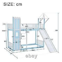 Lit superposé en bois avec toboggan et escaliers de rangement 3FT Cadres de lits simples