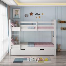 Lit superposé en bois blanc Oliver avec tiroir lit simple