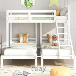 Lit superposé en bois blanc à trois couchages avec cadres de lit simple 3FT pour enfants, adolescents et adultes