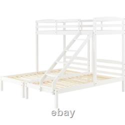 Lit superposé en bois blanc à trois couchages avec cadres de lit simple 3FT pour enfants, adolescents et adultes