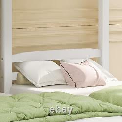 Lit superposé en bois de pin massif 90x200 cm avec table et couchage triple - Cadre de lit pour enfants de 3 pieds (90 cm) - Blanc