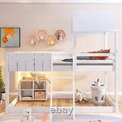 Lit superposé en bois de pin massif avec échelle à trois couchettes pour enfants de taille simple 3FT en blanc