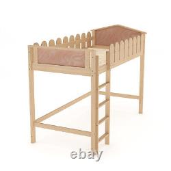 Lit superposé en bois de pin pour enfants, lit cabane, cadre de lit à lattes, station de sommeil mi-hauteur