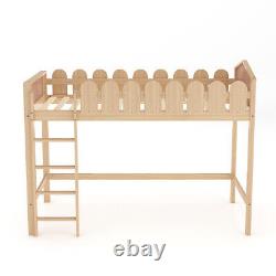 Lit superposé en bois de pin pour enfants, lit cabane, cadre de lit à lattes, station de sommeil mi-hauteur