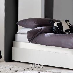 Lit superposé en bois, gris Mars et blanc Lit superposé en bois avec tiroir-lit, 3ft
