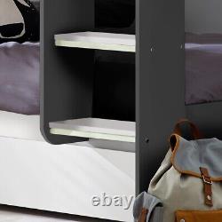 Lit superposé en bois, gris Mars et blanc Lit superposé en bois avec tiroir-lit, 3ft