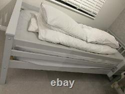 Lit superposé en bois gris petit double et simple sans tiroir de lit inférieur