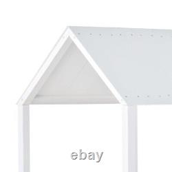 Lit superposé en bois, lit mezzanine cabane pour enfants avec couchage intermédiaire 3FT, 90x190cm, blanc
