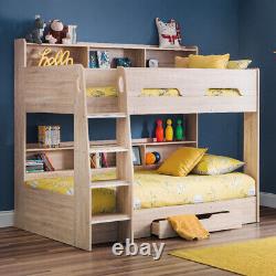 Lit superposé en bois, lit pour enfants Orion avec rangement simple, 5 couleurs, 4 options de matelas.