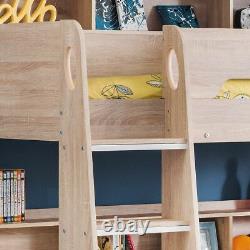 Lit superposé en bois, lit pour enfants Orion avec rangement simple, 5 couleurs, 4 options de matelas.