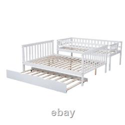 Lit superposé en bois massif avec escalier et lit gigogne Cadre de lit simple double pour enfants