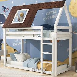 Lit superposé en bois pour enfants Arbre maison Lit simple en bois massif de pin de 3 pieds Cadre de lit