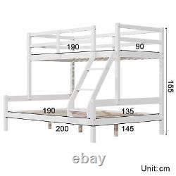 Lit superposé en pin massif triple couchage 3ft simple 4ft6 double enfants cadre de lit blanc