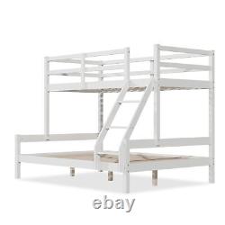 Lit superposé en pin massif triple couchage 3ft simple 4ft6 double enfants cadre de lit blanc