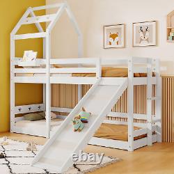 Lit superposé pour enfants 3FT Simple Cadre de lit en pin Lit mezzanine avec échelle coulissante QL